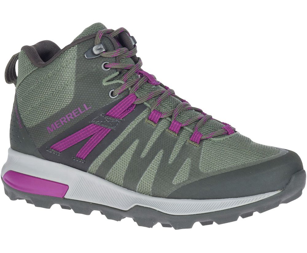 Merrell Boots Olive - Zion FST Mid Waterproof - Womens 49RDFQVAH